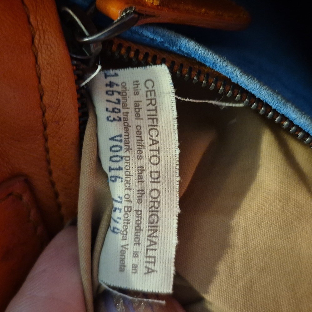 Bottega Veneta Persimmon Intrecciato Woven Leather Tote With Blue Suede Interior - Picture 11 of 14